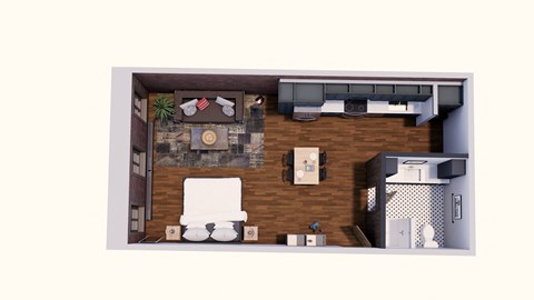 Floor plan for studio, 1 bath, 661 sqft